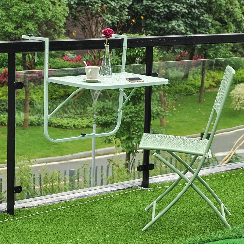 Mini Mesa colgante de estilo europeo para balcón, barandilla de hierro, plegable,...