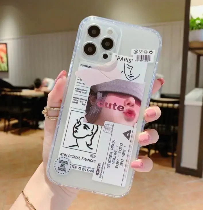 

ins Fashion Cute girl smile photo phone case For iPhone 12 11 Pro Max Mini 7 8 Plus XR X XS smoke women phone cover