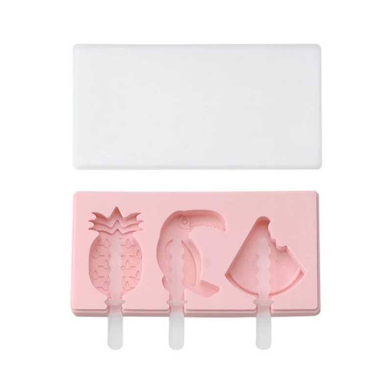 

New Homemade Food Grade Silicone Ice Cream Molds Ice lolly Moulds Freezer Ice cream bar Molds Maker With Popsicle Sticks