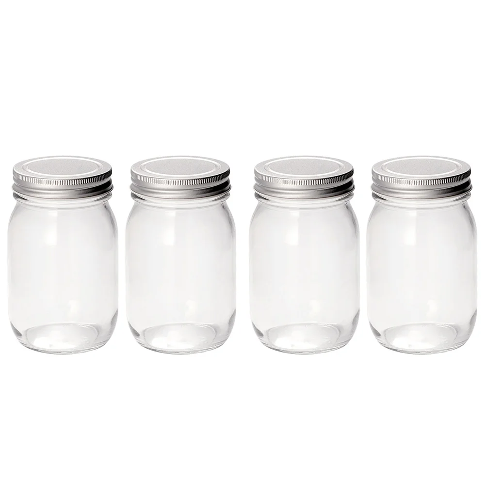 

1 Set 4Pcs Multi-function Glass Mason Jars Practical Beverage Cans (Transparent)