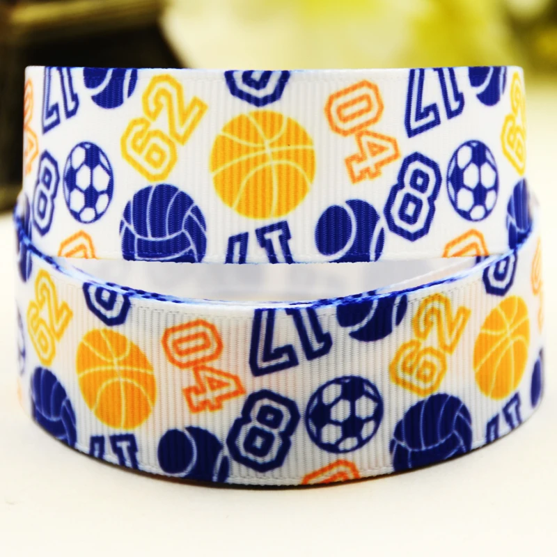 

22mm 25mm 38mm 75mm Sport balls Cartoon printed Grosgrain Ribbon party decoration 10 Yards X-03354