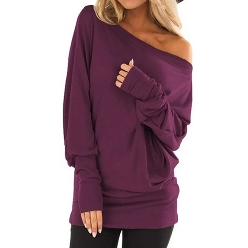 Блузка женская с открытыми плечами Повседневная Свободная рубашка-топ