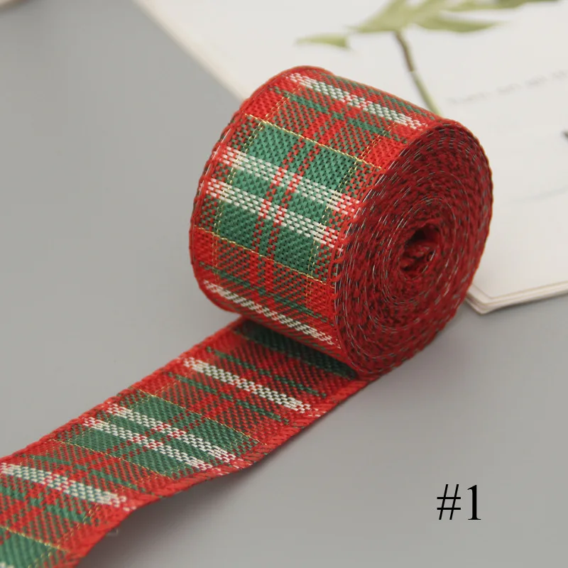 

Ribbon Imitation Hemp Ribbon Wire Wire Edge Linen Ribbon Christmas Decoration Red and Green Snowflake Plaid Ribbon 6 M/Roll