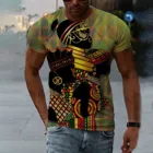 Новинка, мужская летняя модная футболка в стиле Харадзюку с красочным африканским принтом и круглым вырезом, мужские винтажные Большие размеры
