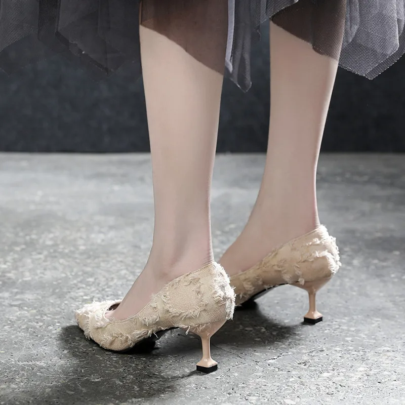 

Women's shoes 2020 Stiletto 5cm/7cm/8.5cm high heels pointed toe shallow mouth women's single shoes large size