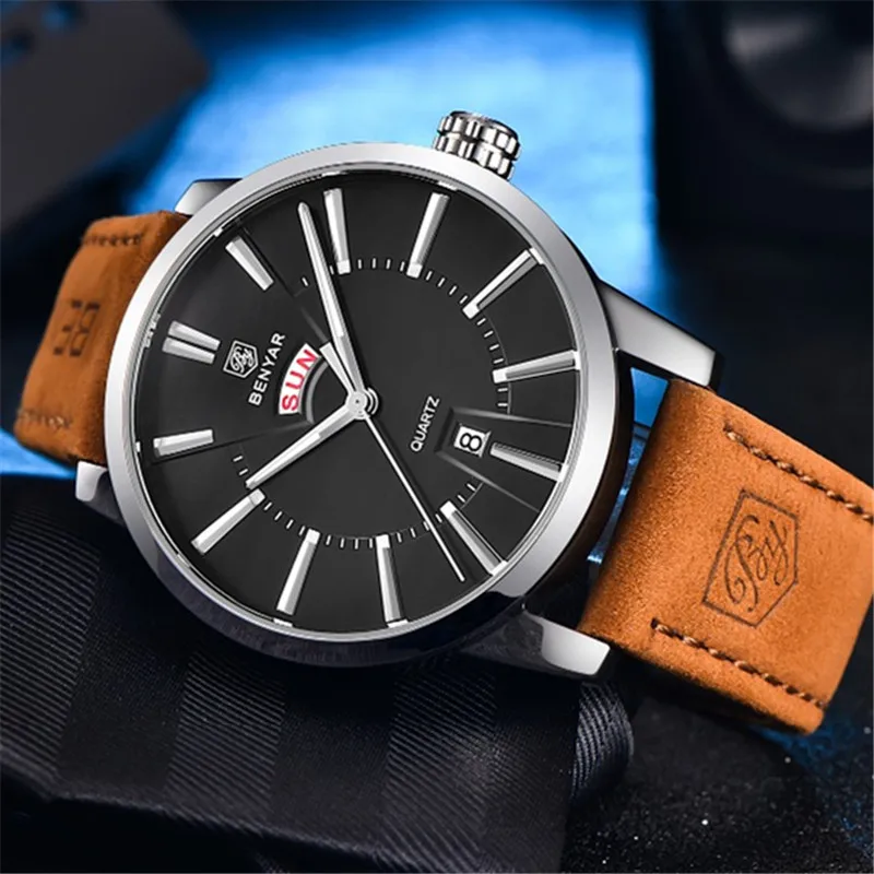Часы наручные BENYA Мужские кварцевые простые брендовые Роскошные креативные