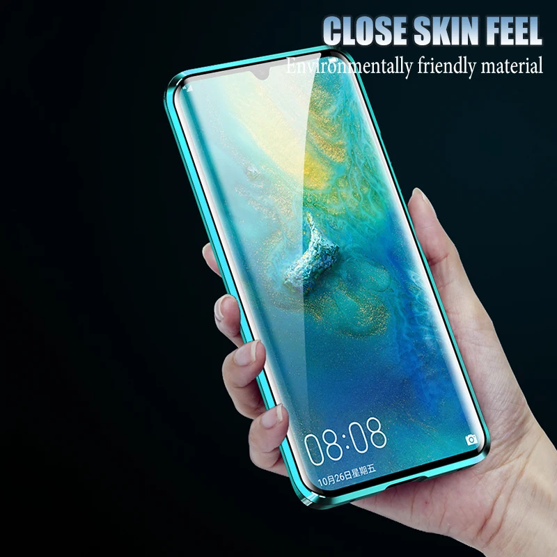 Двухсторонний стеклянный магнитный металлический чехол для Huawei P40 30 20 Lite Mate Honor20 9X