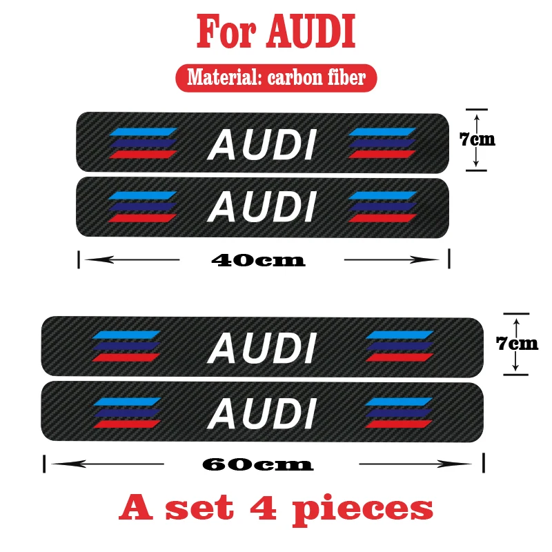 

4PCS Car Door Sill Protector Stickers Carbon Fiber Vinyl Decals For Audi A4 B5 B6 B7 B8 B9 Auto Door Threshold Cover Accessories