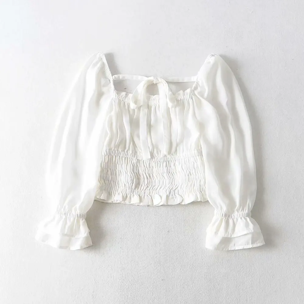 Рубашка женская шифоновая в Корейском стиле универсальная Милая белая блузка с