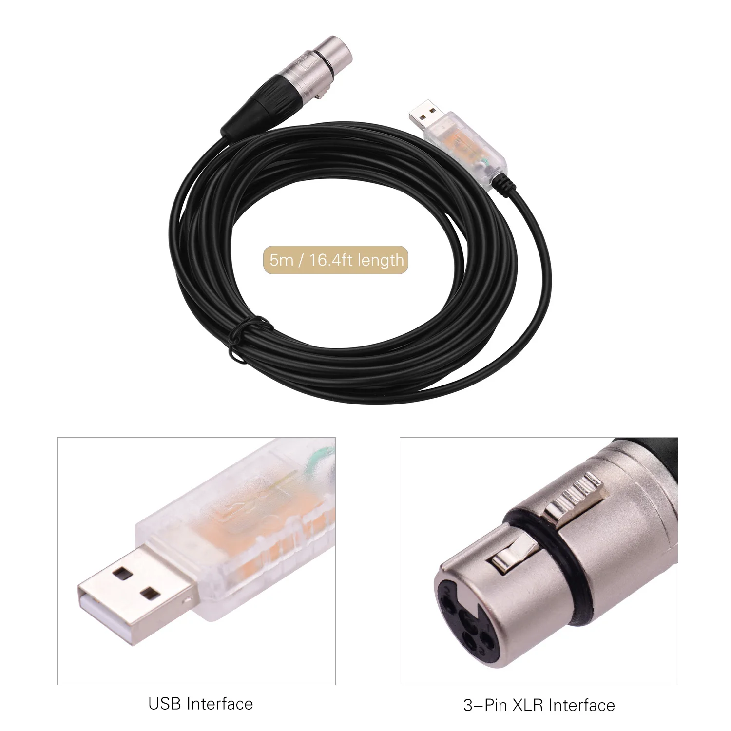 Кабель преобразователь RS485 DMX512 с USB на 3Pin XLR внутренним интерфейсом для