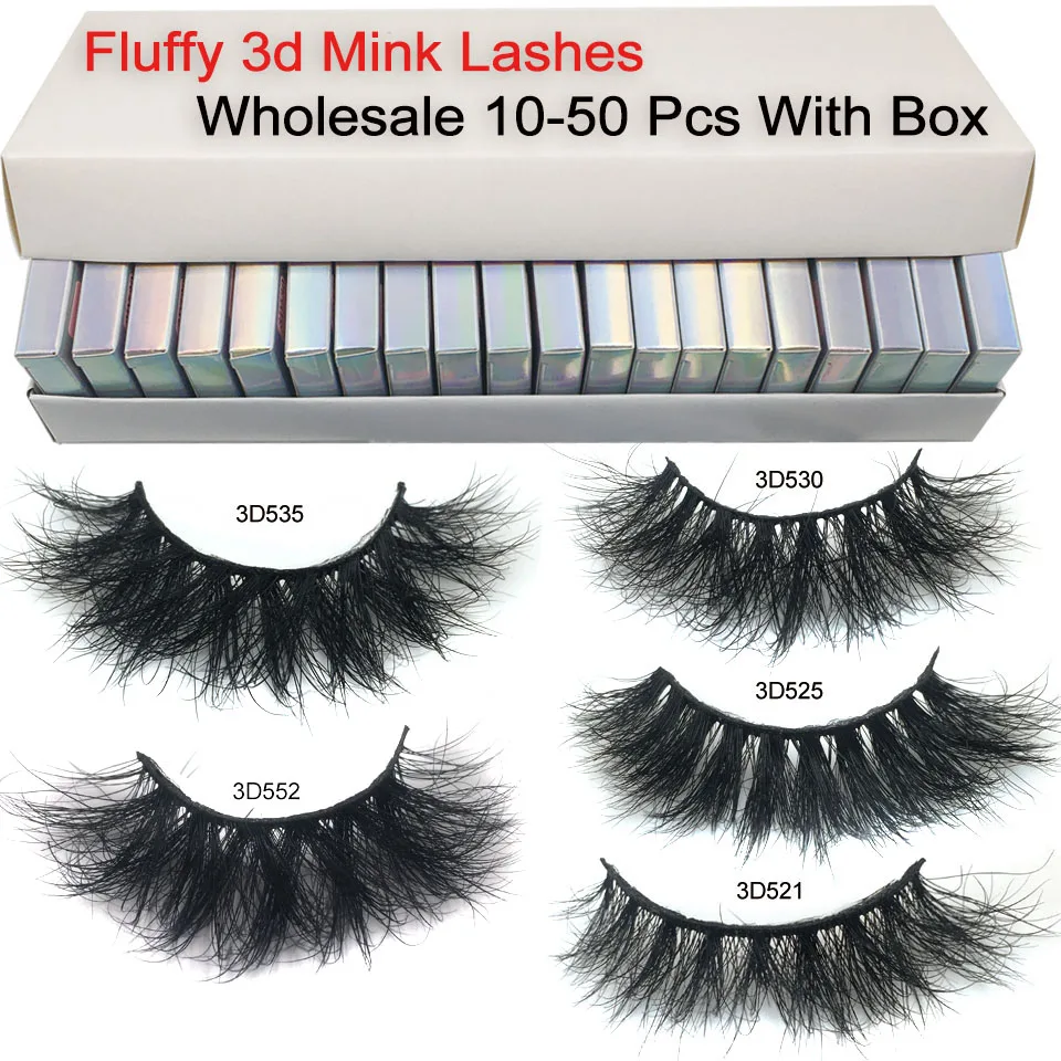 10/30/40/50 Pairs Fluffy 3D Mink Lashes Wholesale 12mm-18mm Messy Thick Natural Eyelashes Mink Full Fake Lashes Makeup Eyelash