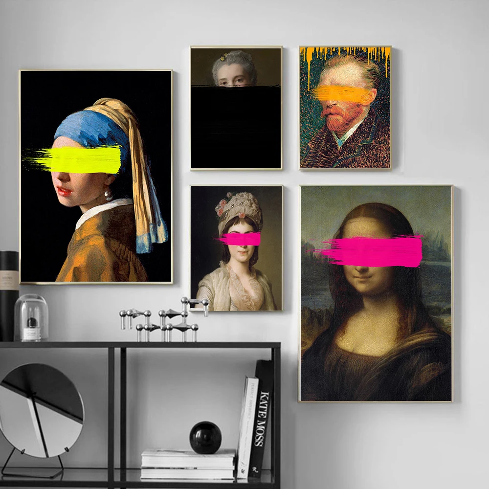 

Renaissance Art Poster Girl with Pearl Earrings Canvas Painting Cente Van Gogh Mona Lisa Prints Nordic Modern Living Room Decor