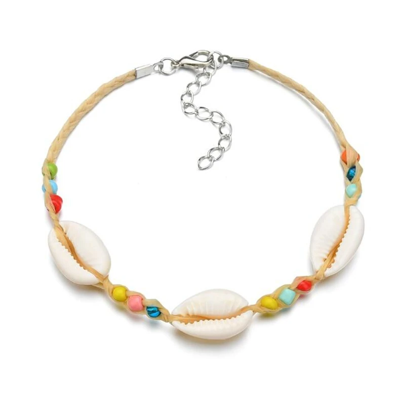 Браслеты на ногу женские с натуральными морскими ракушками анклеты в богемном