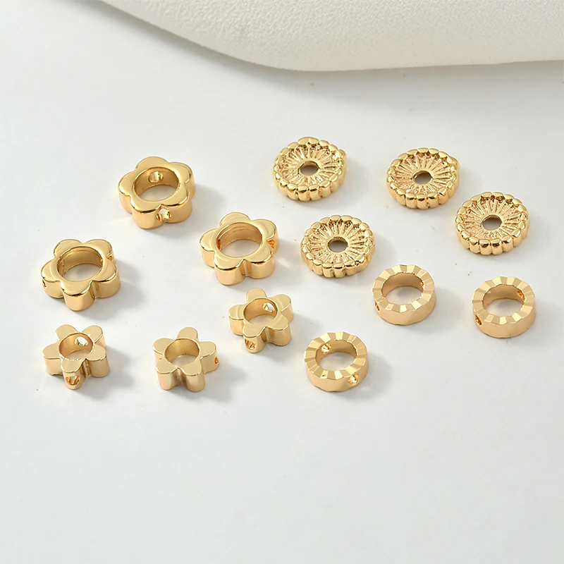 Покрытые медью 18 K Настоящее золото цветок Волна Отверстие Круглые DIY серьги