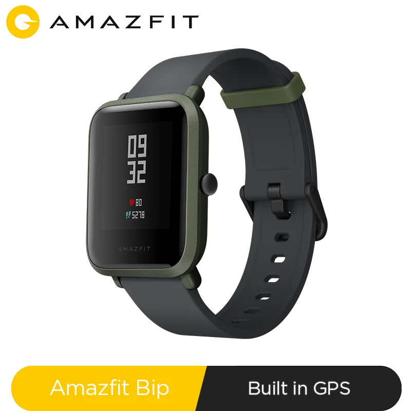  Смарт-часы Amazfit Bip, спортивный трекер с пульсометром, Bluetooth, GPS, водонепроницаемость IP68, напоминание о звонках, вибрация, приложение MiFit 