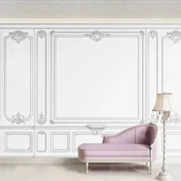 custom self adhesive waterproof mural wallpaper european style 3d carved white plaster line fresco living room bedroom stickers