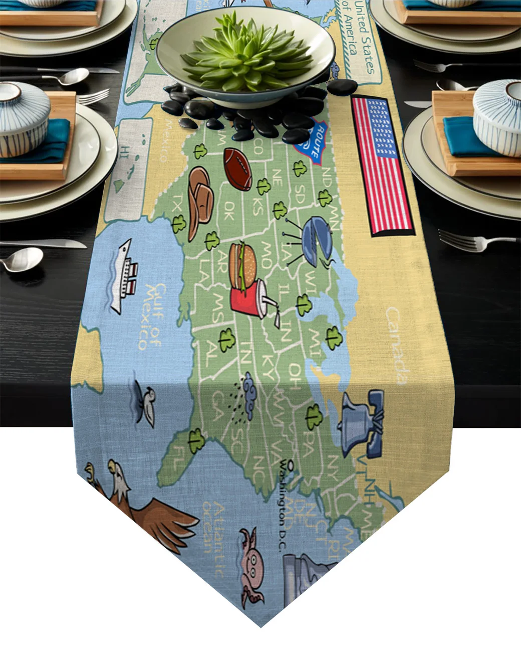 США карта океана Liberty настольная дорожка Современная обеденная кухня буфет