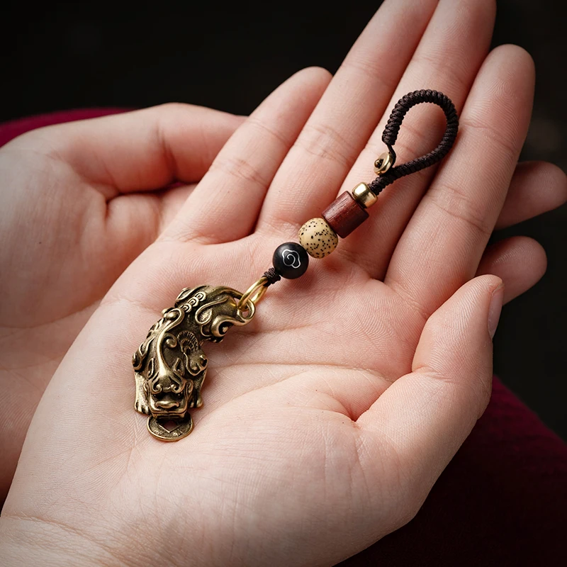 Ретро латунный китайский зверь кулоны Pixiu DIY аксессуары для ключей счастливое