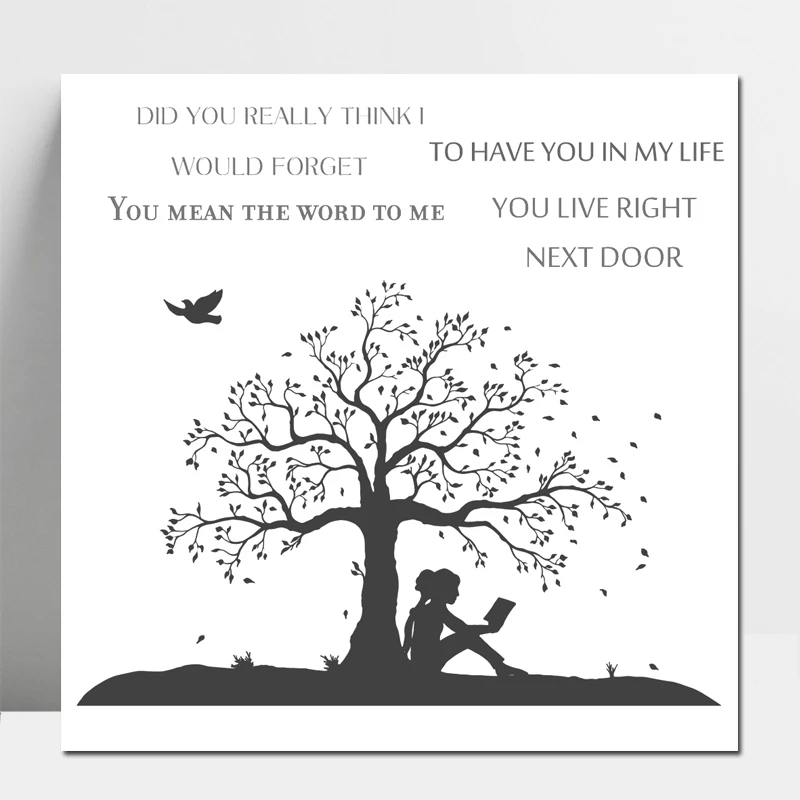 

ZhuoAng Girl Under The Tree Stamp for DIY Scrapbooking/Photo Album Decorative Card Making Clear Stamps Supplies