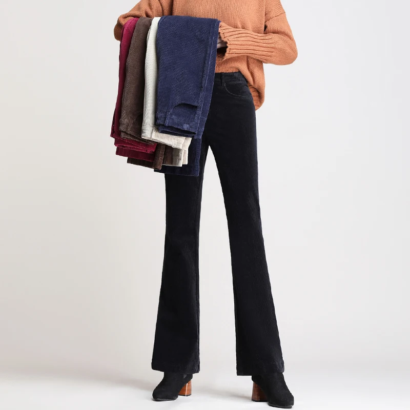 Женские расклешенные брюки новая модель весенне осенние коричневые синие