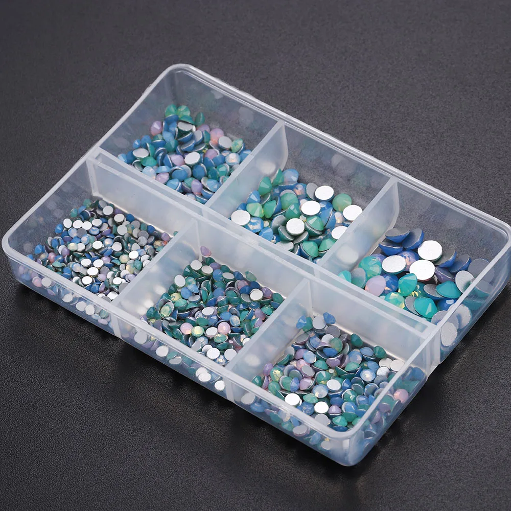 

1 Box Multicolor Glass Rhinestones Nail Art Accessories 3D Mixed Size Manicure Nail Decoration Flat Beads Crystal Gems Nail Art