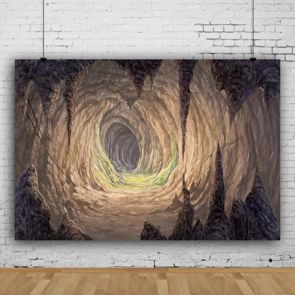 

Photography Backdrop Fantasy Cave Sharp Rocks Stones Deep Cave Inside for Kids Game Background Event Party Decoration Portrait