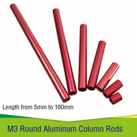 20pcs red m3 round aluminum column rods standoff colourful spacer stud fastener length from 5mm to 100mm for rc multirotor