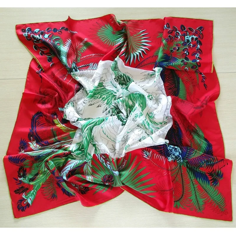 Женский шёлковый шарф с принтом Феникс 100% x см| |