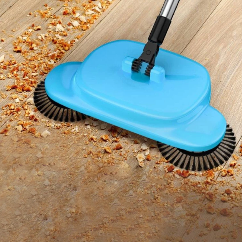

Household Cleaning Machine Hand Push Automatic Sweeper Broom 360 Rotary Broom & Dustpan & Trash Bin Cleaner without Electricity