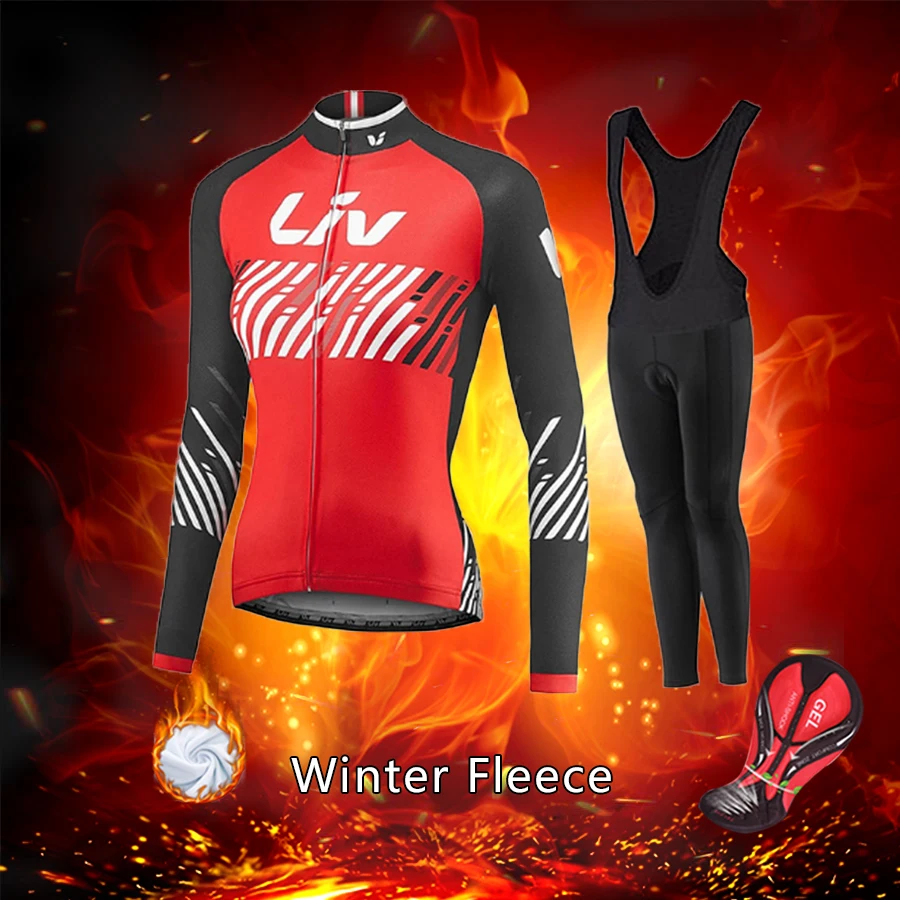 

Women's Winter Thermal Fleece Cycling Clothing 2021 Liv Road Bike Jersey Set Female Uniform MTB Bicycle Clothes Warm Dress Suit