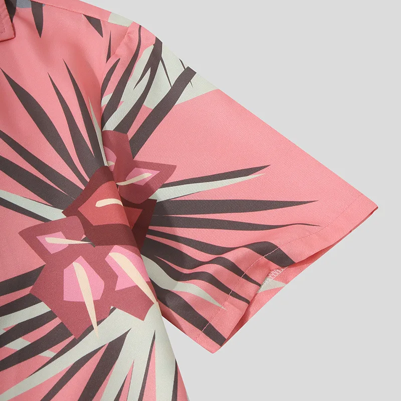 

Summer Men Hawaii Casual Set Fashion Print Tracksuit Short Sleeve Shirt+Shorts Male Suit Two Piece Sweat Holiday Beach Sportsuit