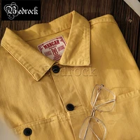 mbbcar casual yellow pure cotton workwear shirt 13oz red line denim jacket american vintage ami kaji jacket men 3047