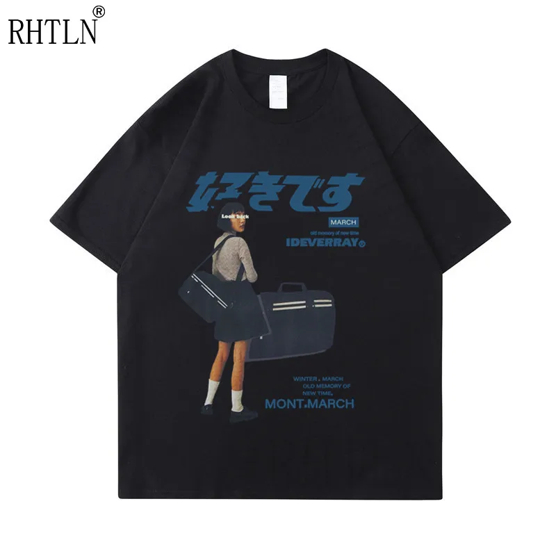 Hip Hop Streetwear Harajuku T Shirt Girl Japanese Kanji Print Tshirt 2021 Men Summer Short Sleeve T-Shirt Cotton Loose Tops Tees