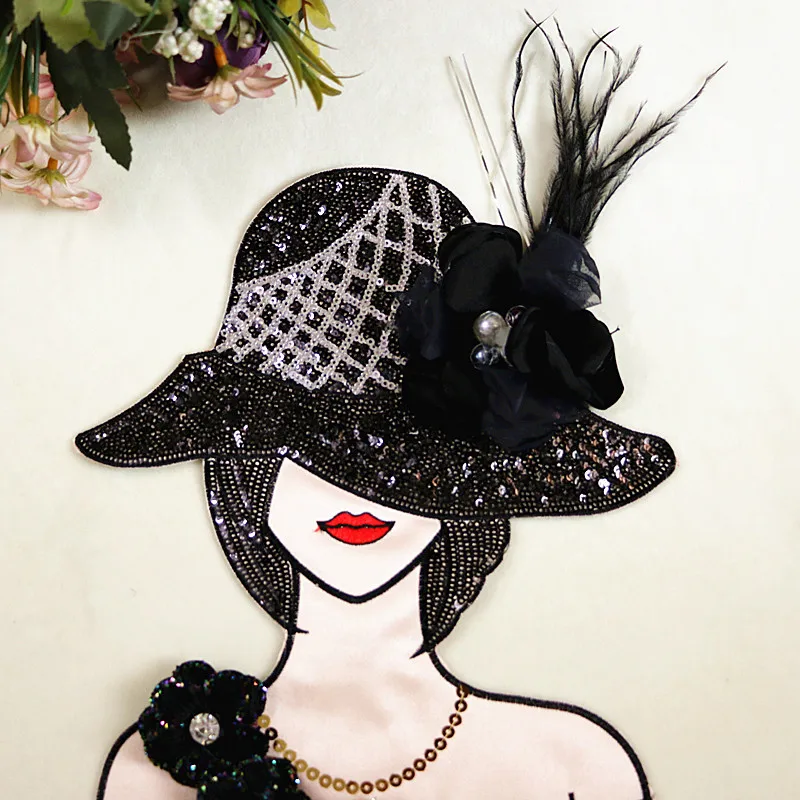 Патчи с блестками для девочек стильная Цветочная шляпа красивая вышитая