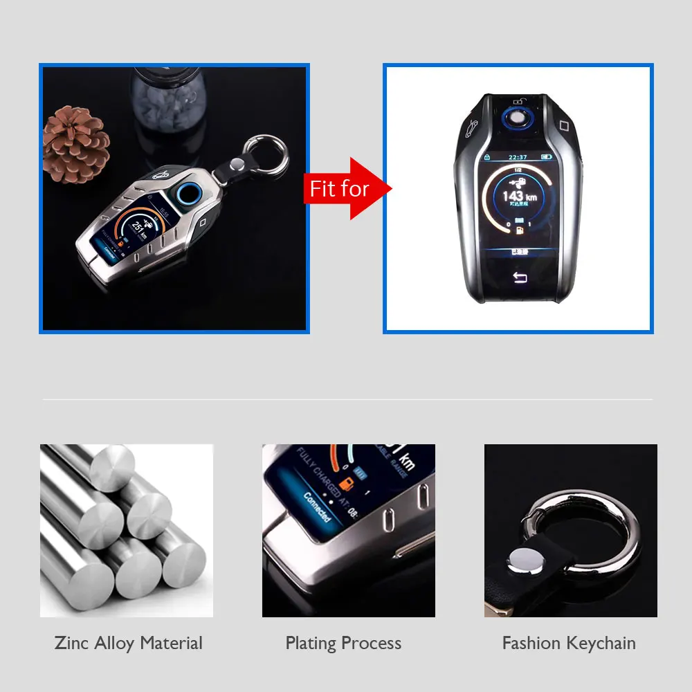 Чехол для автомобильного ключа из цинкового сплава BMW 5 7 Series 2018 530Li 730i 740i LCD Smart Remote