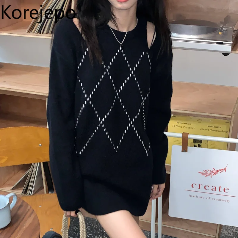 

Свитер женский трикотажный в Корейском стиле, без бретелек, с круглым вырезом