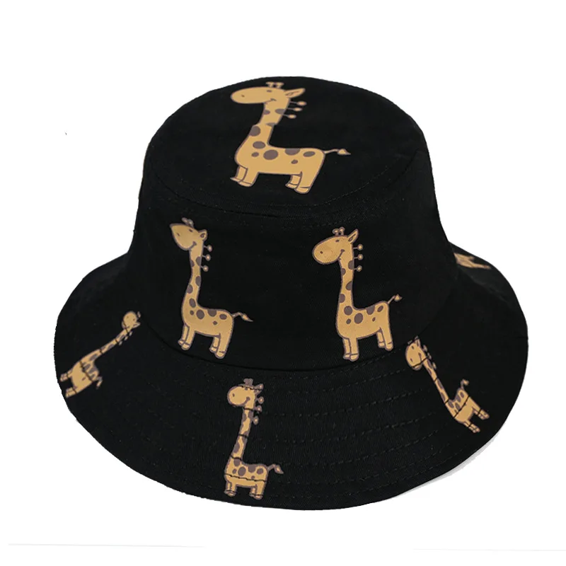 

Summer Kids Bucket Cap Cartoon Giraffe Panama Caps Casual Cotton Hats Sunscreen Fisherman Hat Beach Caps Child Outdoor Beanie