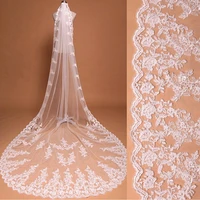 white ivory single layer 3m wedding veil applique edge tulle bridal veil wedding accessories