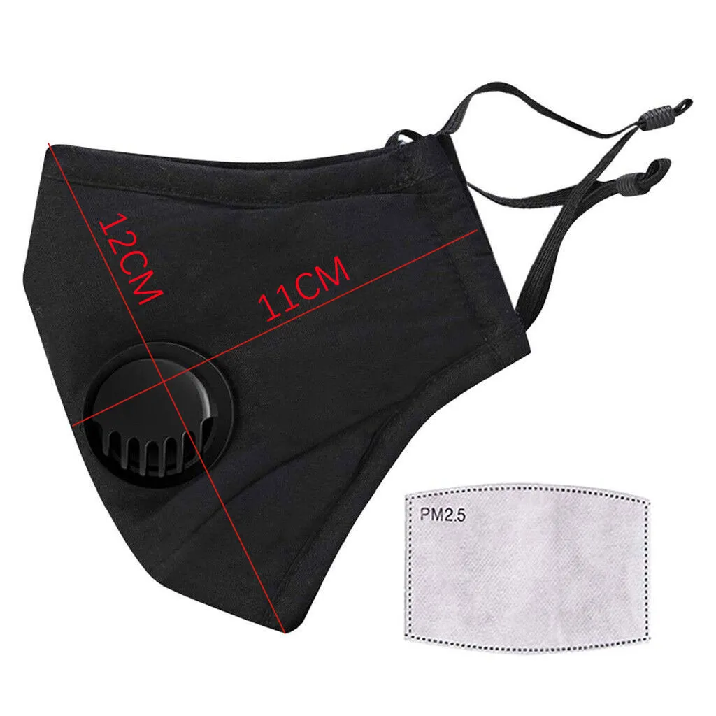 

Mask With Filter Cotton Washable Reusable Mask Breathable Mouth Face Masks Activated Carbon PM2.5 Facemask Solid Women Men