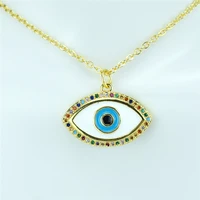 2021 new european and american classic chain color blue eye pendant necklace accessories for men and women