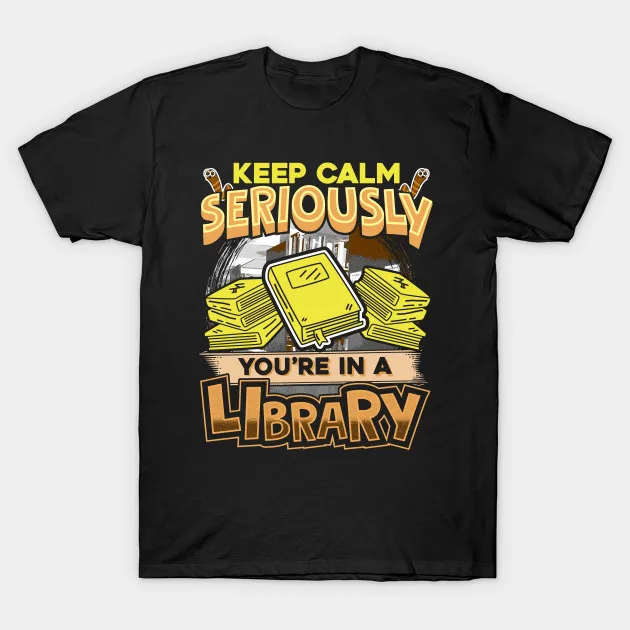 Мужская Футболка Keep Clam thright You're In A Library женская футболка|Мужские футболки| |