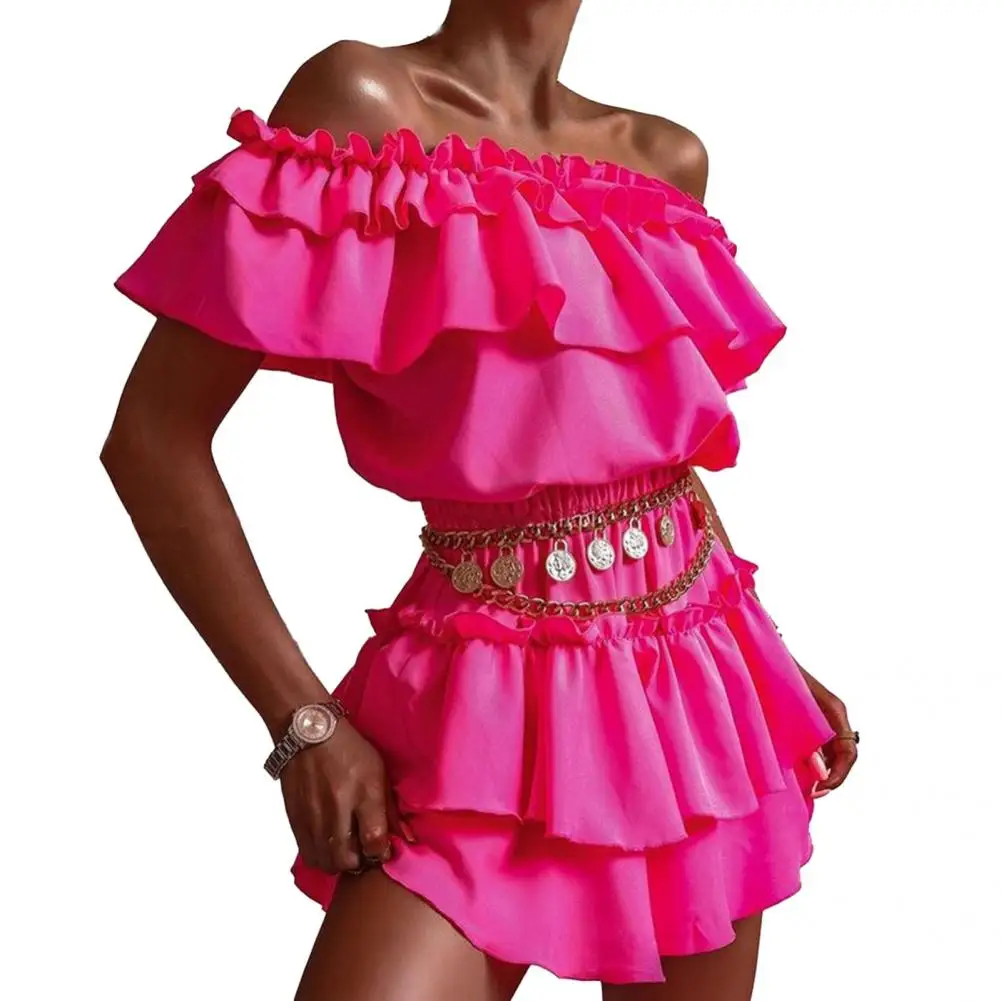 

Sexy Fashion Multi-layered Ruffle Dress Women Sexy Dress Floral Print for Daily Wear