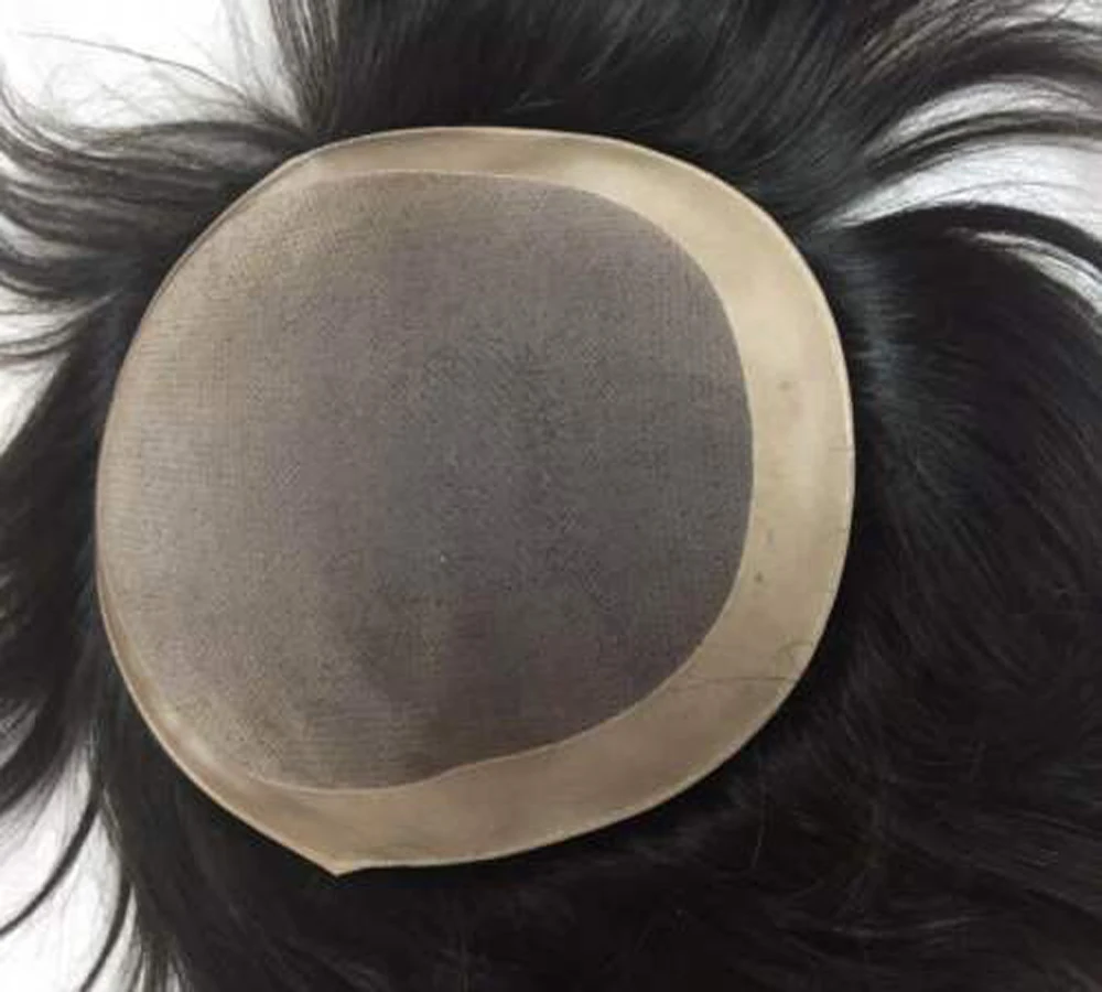BYMC Thin Men's Toupee Swiss Lace and PU Hair Replacement Systems Handmade Wig Natural Remy 6 Inch European Human For Men | Шиньоны и