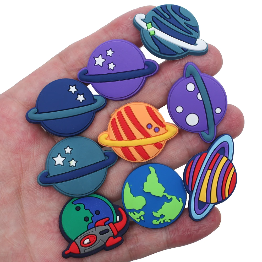 

1pcs Cute Planets PVC Croc Charms Accessories Decorations For Croc Fit wristbands Shoe Decoration Buckle Kids Gift Croc JIBZ