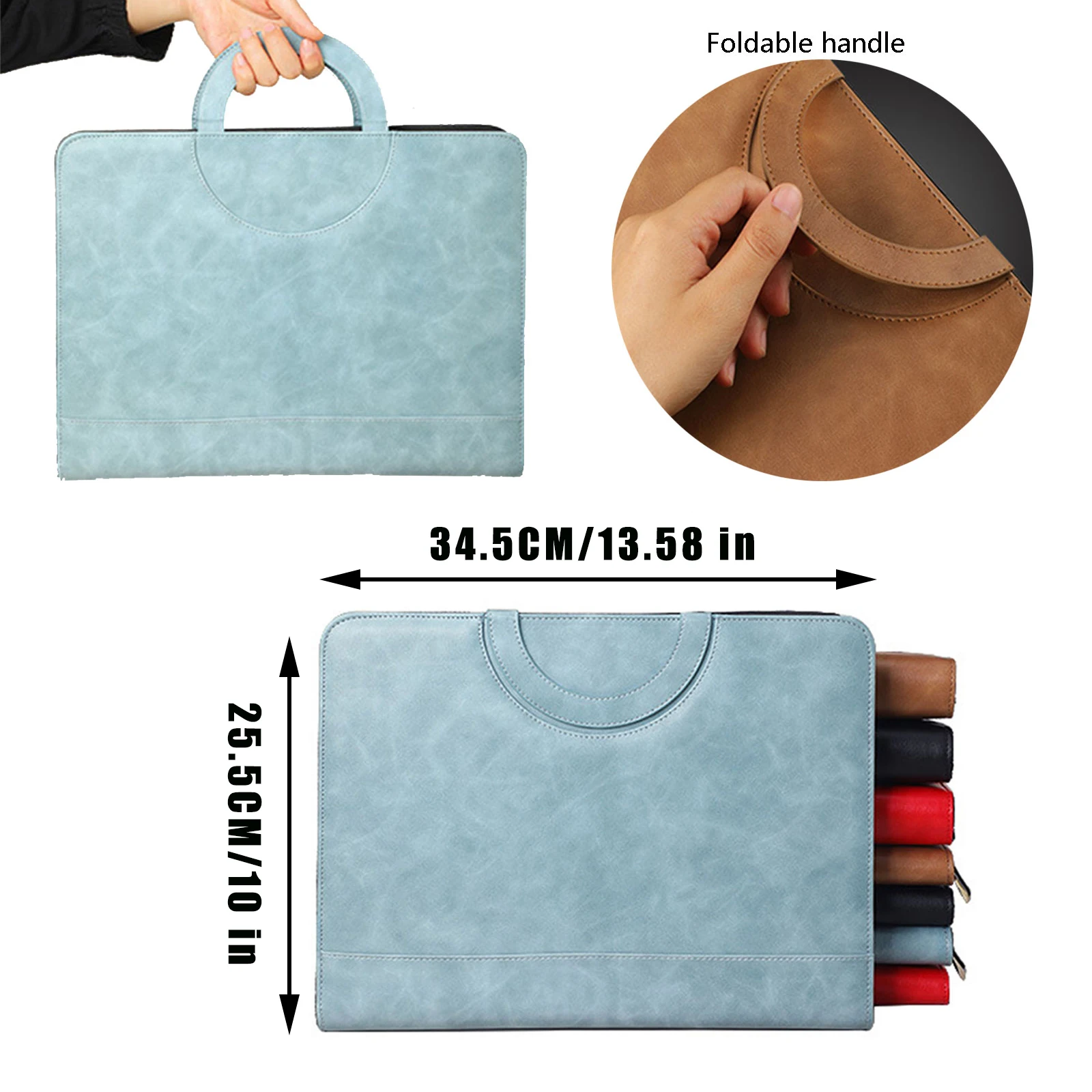 Кожаная папка-портфель А4 на молнии с беспроводной зарядкой 8000 мАч