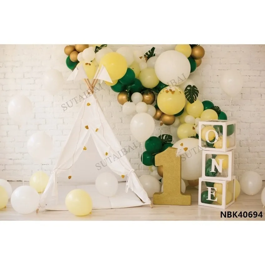 

Balloons Watermelon Cake Smash Backdrop Kids 1st Birthday Decorion Spring Newborn Photography Background Studio Vinyl Props