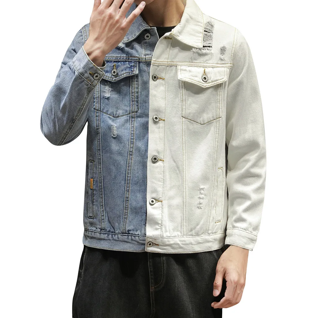 Мужские повседневные куртки пальто осенне-зимние лоскутные с воротником под