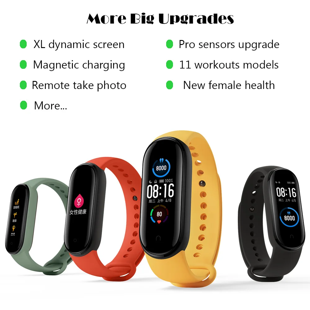 Смарт браслет Xiaomi Mi Band 5 4 цвета сенсорный экран фитнес трекер Bluetooth спортивный