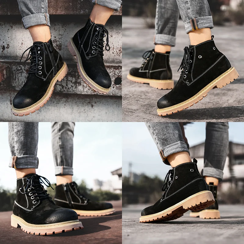 Мужские ботинки повседневная обувь из высококачественной кожи сезон осень зима