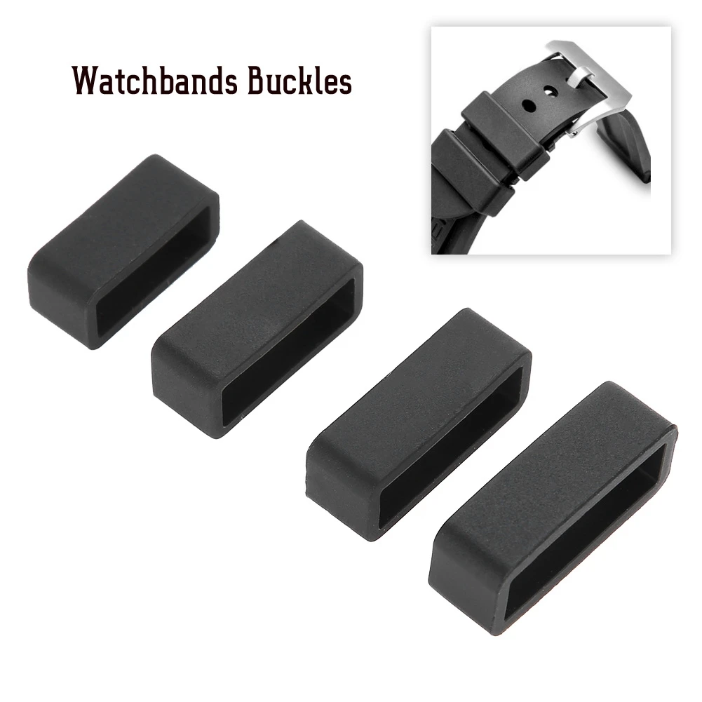 4 шт./компл. черный силиконовый ремешок для часов петля застежка ремня
